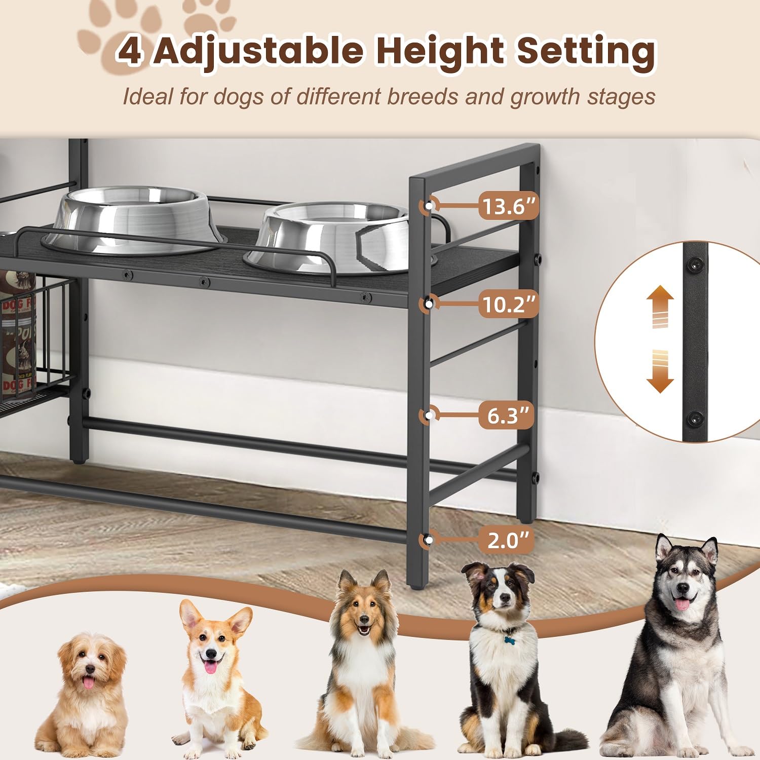 Lomivra dog toy bin integrated in the stand for easy access.