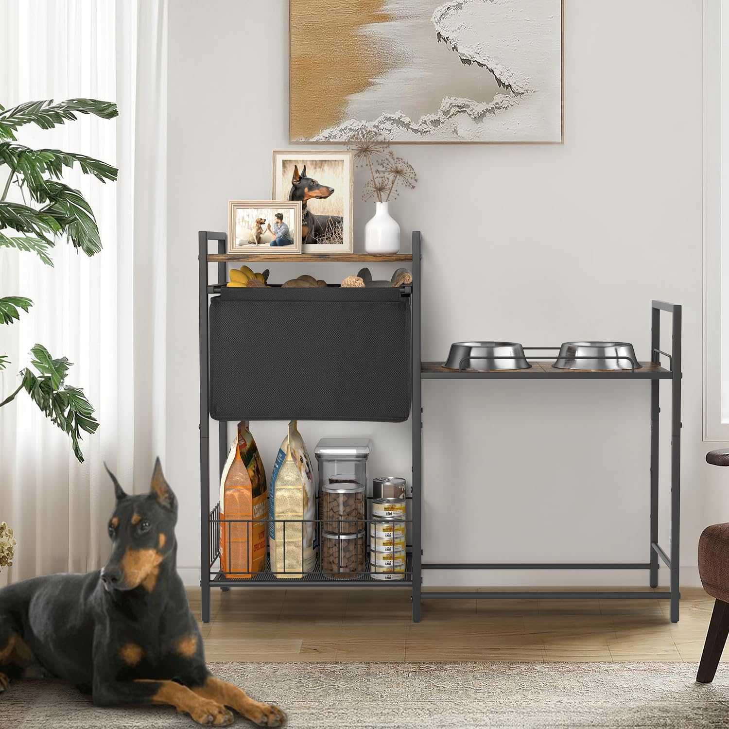 Lomivra elevated dog bowls stand easy-assembly helps quick setup.