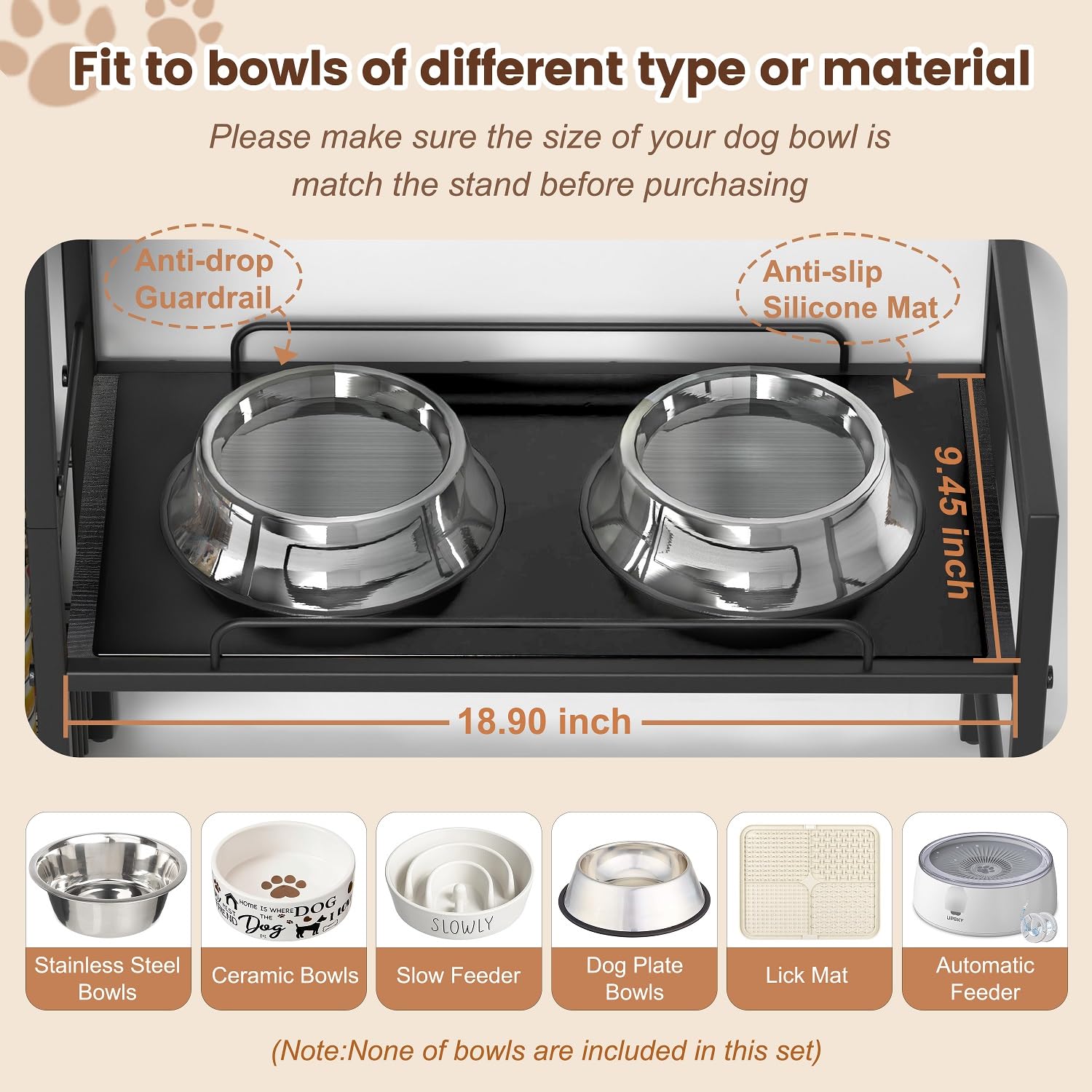 Lomivra raised dog bowl stand with adjustable height for growing dogs.