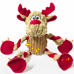 Loncoldy Christmas Reindeer Dog Toy full view highlights durable plush for large dogs