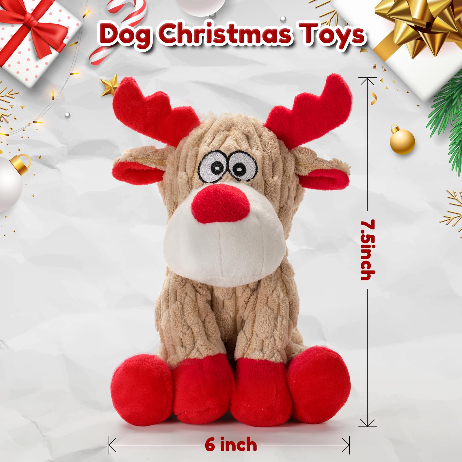 loncoldy dog christmas reindeer toy dental-friendly design aids gentle mouth cleaning