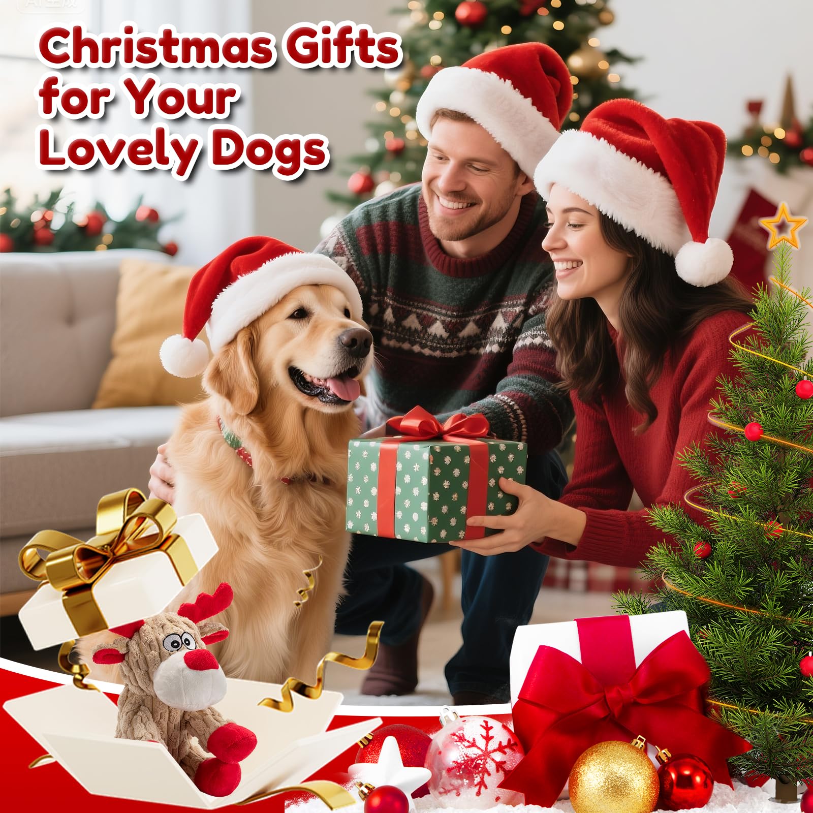 loncoldy dog christmas reindeer toy gift-idea conveys festive joy for dogs