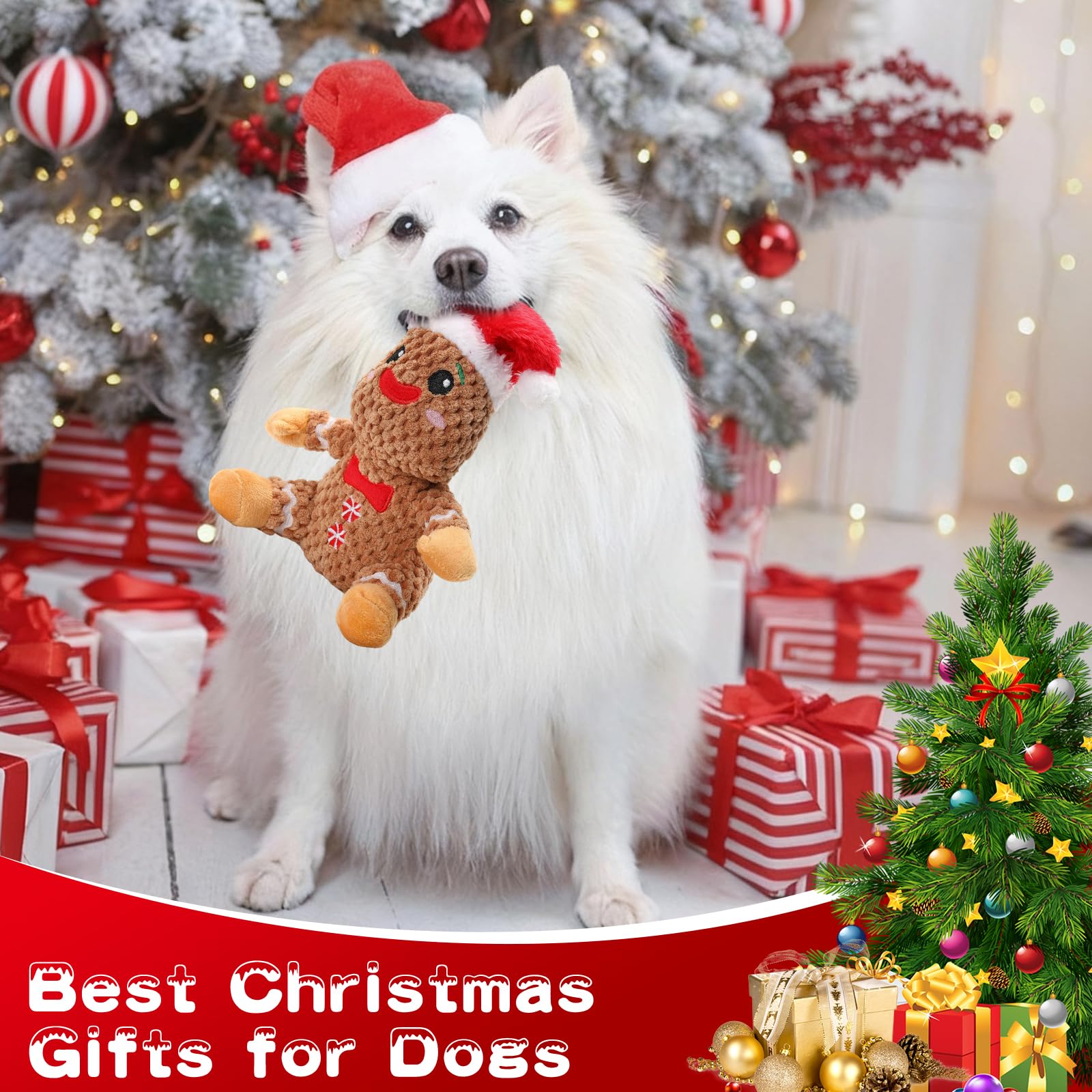 loncoldy gingerbread plush toy for puppies with durable seams