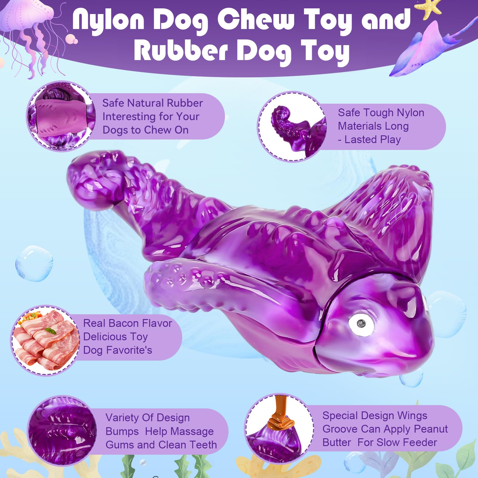 Loncoldy indestructible dog toy nylon rubber material supports long-lasting play.