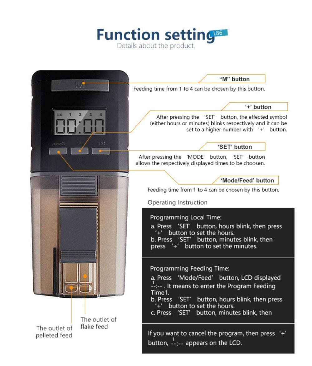 LONDAFISH feeder battery compartment fits two AA batteries for flexibility.