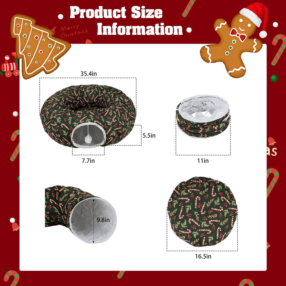 Lonepetu cat tunnel candy cane design adds festive charm and exploration.