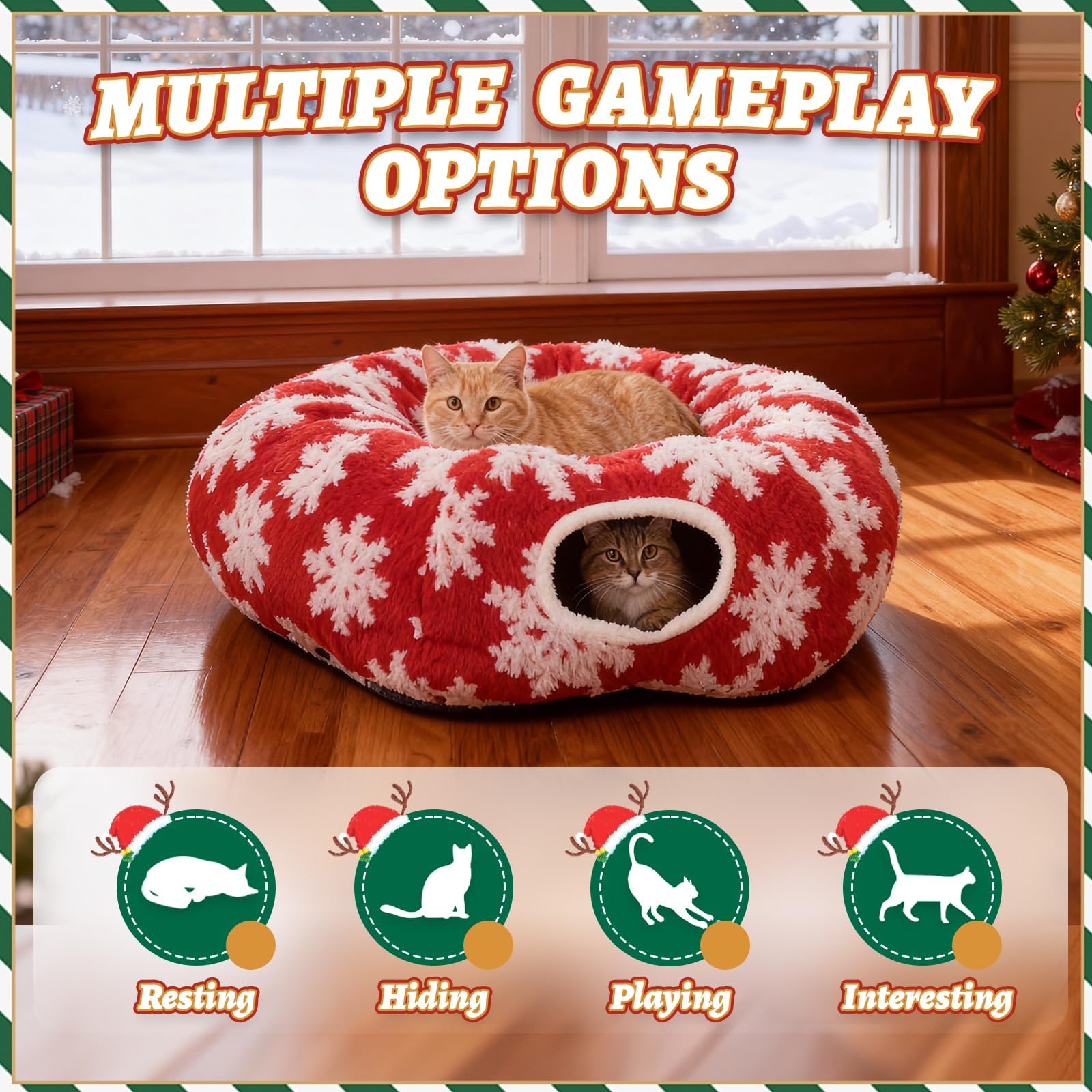 Lonepetu snowflake-pattern adds festive charm to indoor cat area