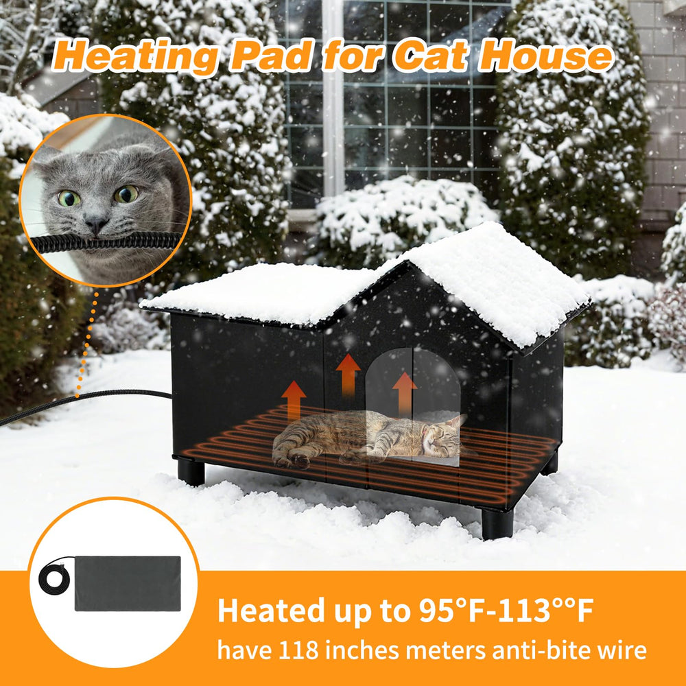 Lonepetu elevated cat house base raised two inches for dryness.