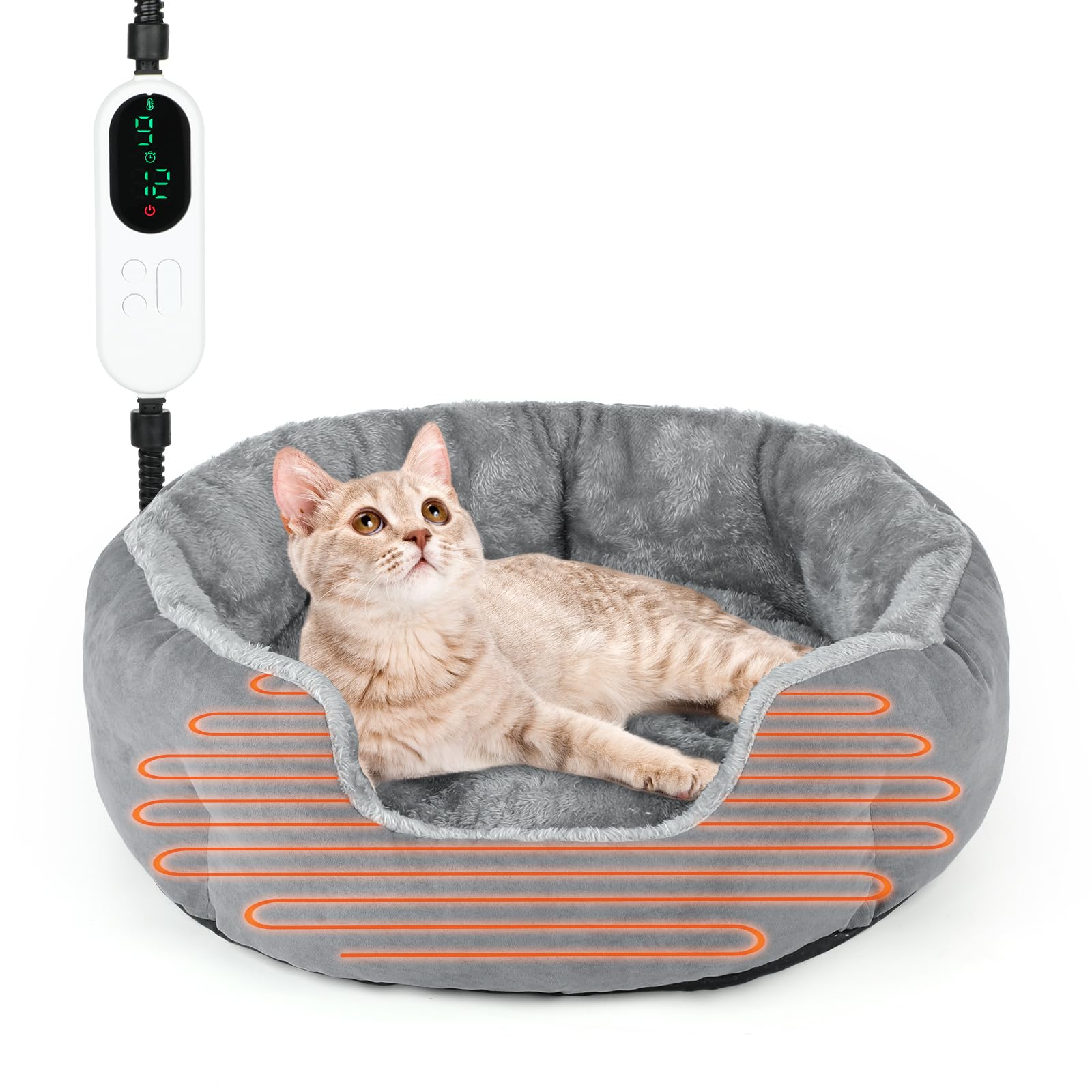 Lonepetu heated cat bed indoor outer view showing cozy warmth for winter naps