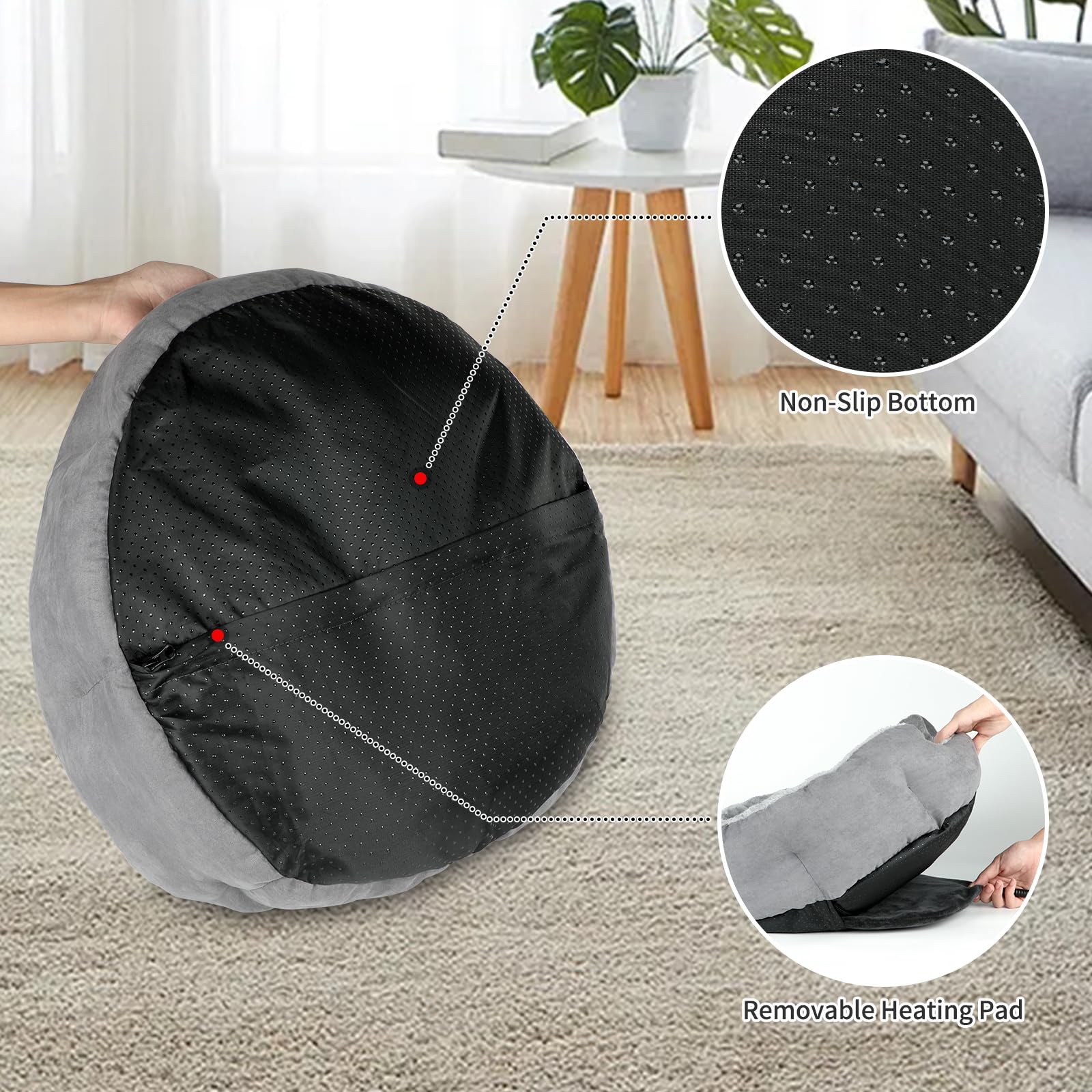 Lonepetu heated cat bed non-slip bottom ensures stable placement during naps