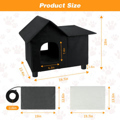 Lonepetu heated cat house side panel shows weatherproof 600D fabric keeps rain out.