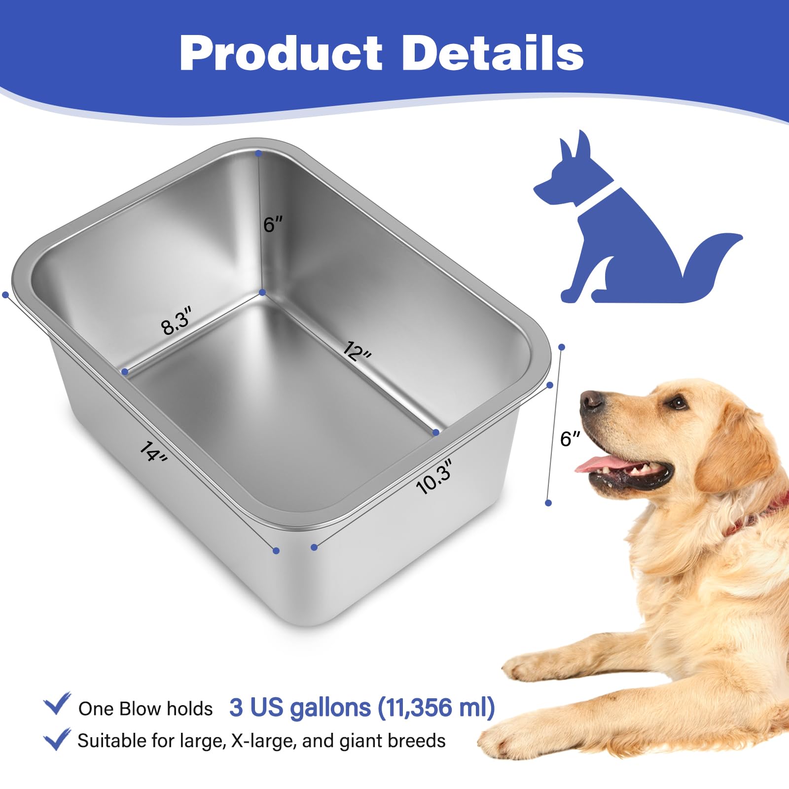 Lonepetu large dog bowl for indoor/outdoor use, versatile for food and water.