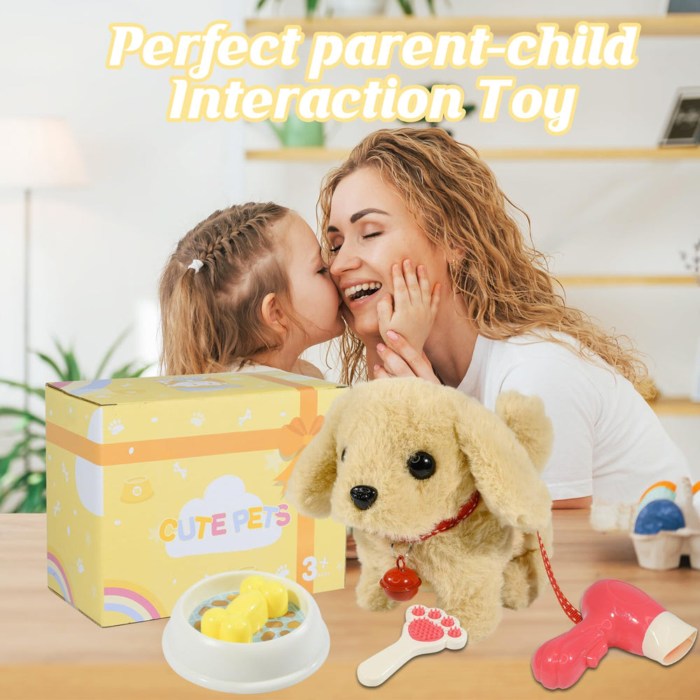 Lonfypeng plush dog battery compartment shown for easy safe setup.