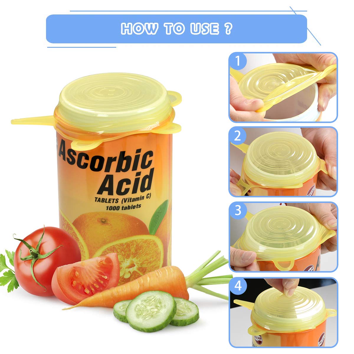 Longzon silicone stretch lids sealing tightly on a jar to prevent leaks.