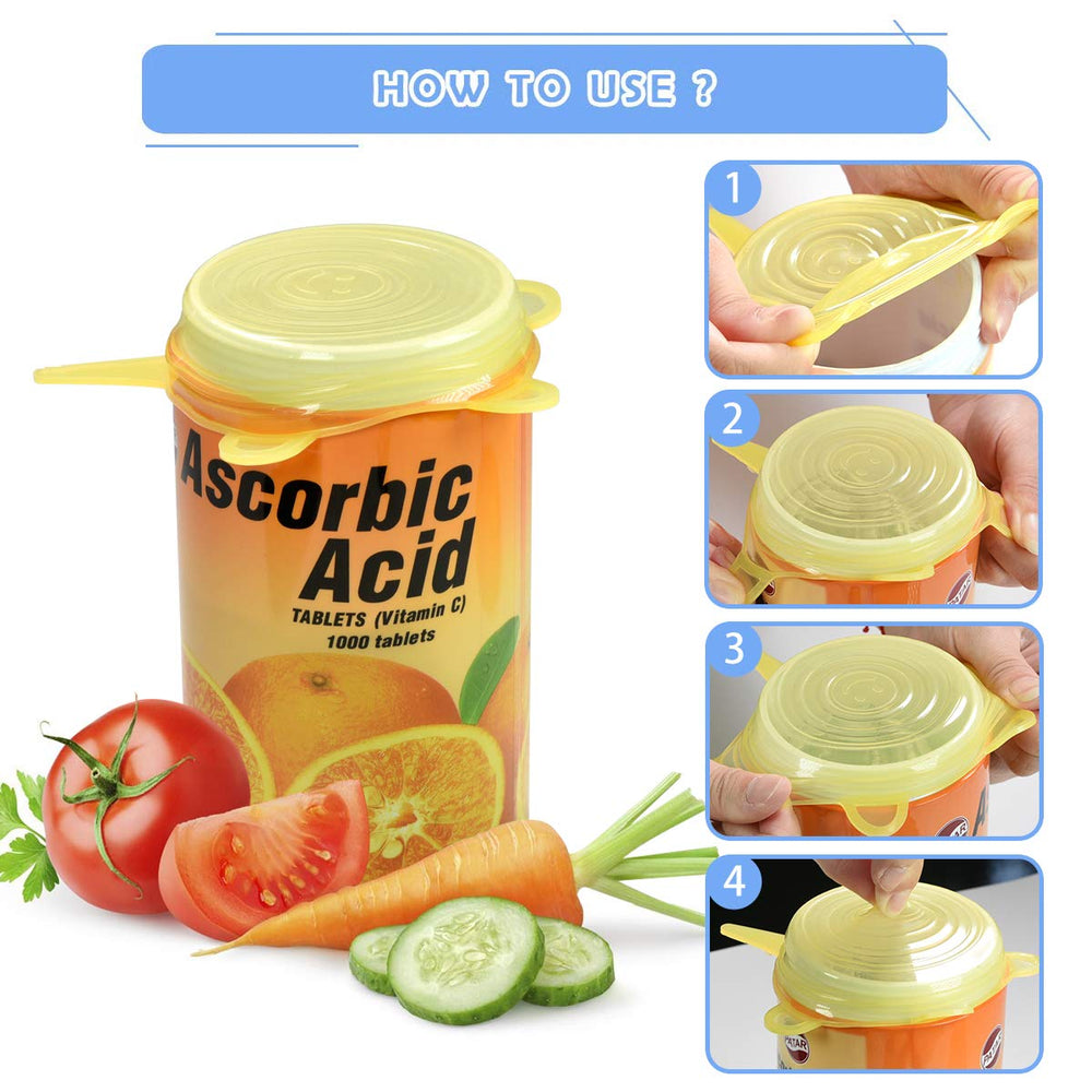 Longzon silicone stretch lids sealing tightly on a jar to prevent leaks.