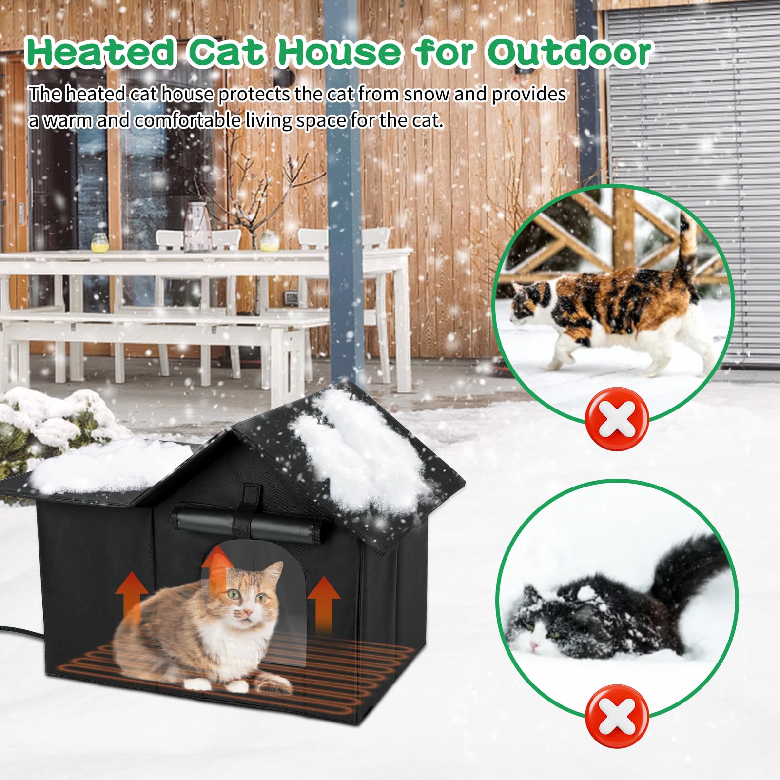 Lonepetu cat house two-door entry provides escape routes and safer access.