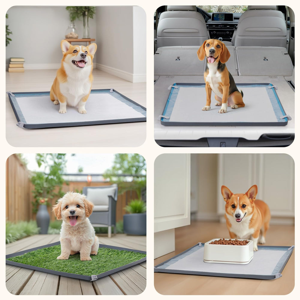 LOOBANI gray dog potty tray with raised edge helps contain spills