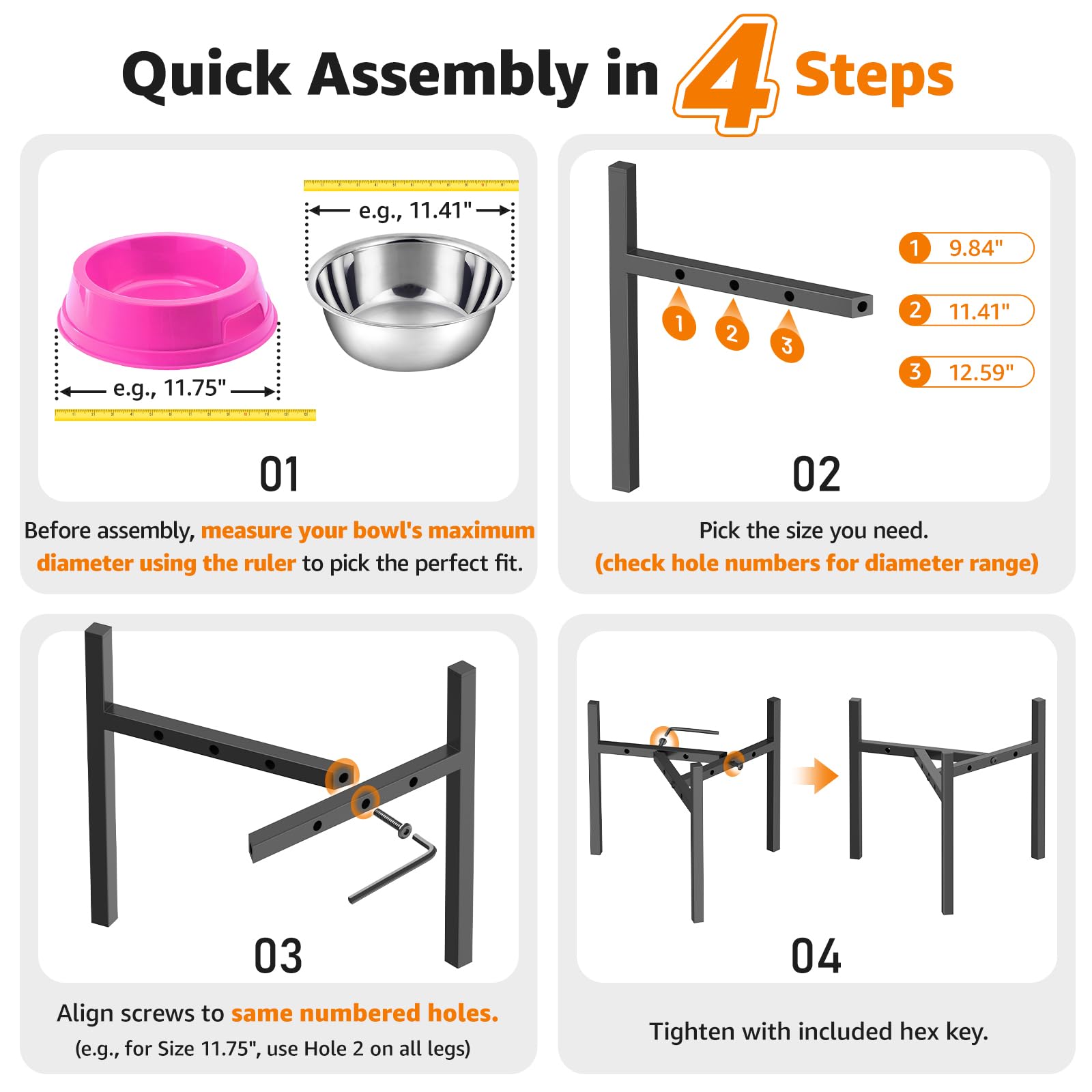 LOOBANI dog bowl stand assembly process for quick setup