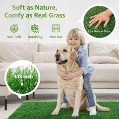 LOOBANI dog grass pad being washed quickly to show easy cleaning.