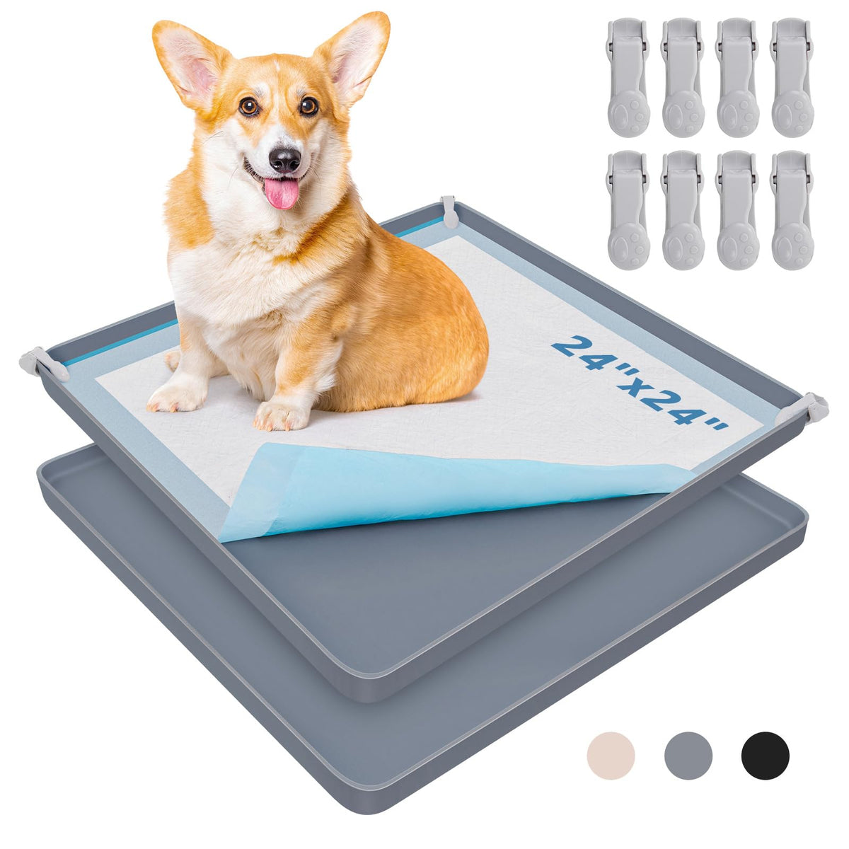 LOOBANI dog pee pad holder tray with clips secures pads during training