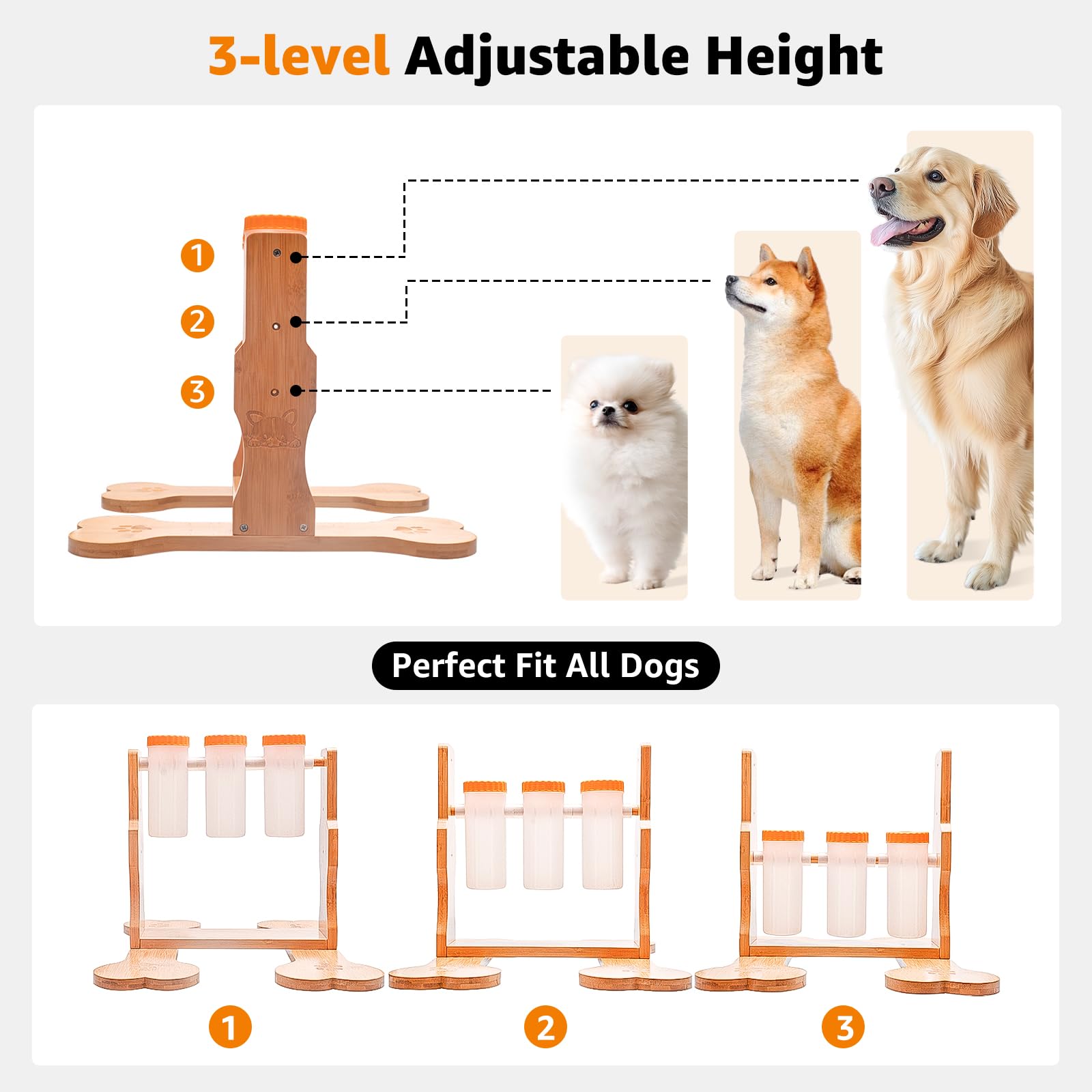 LOOBANI assembly view showcases sturdy base and three adjustable heights.