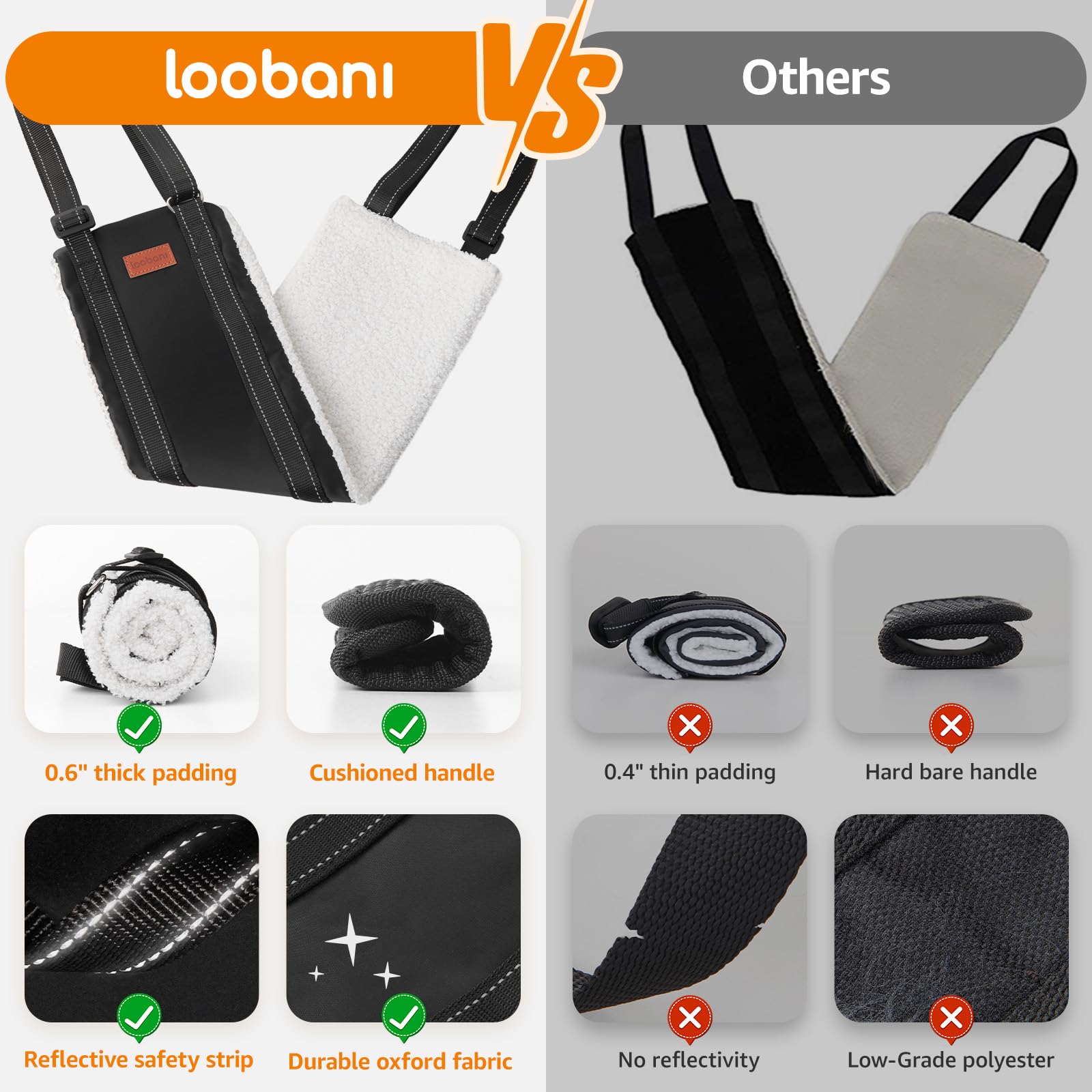 LOOBANI sling in use on stairs demonstrates easy elevation with hind leg support
