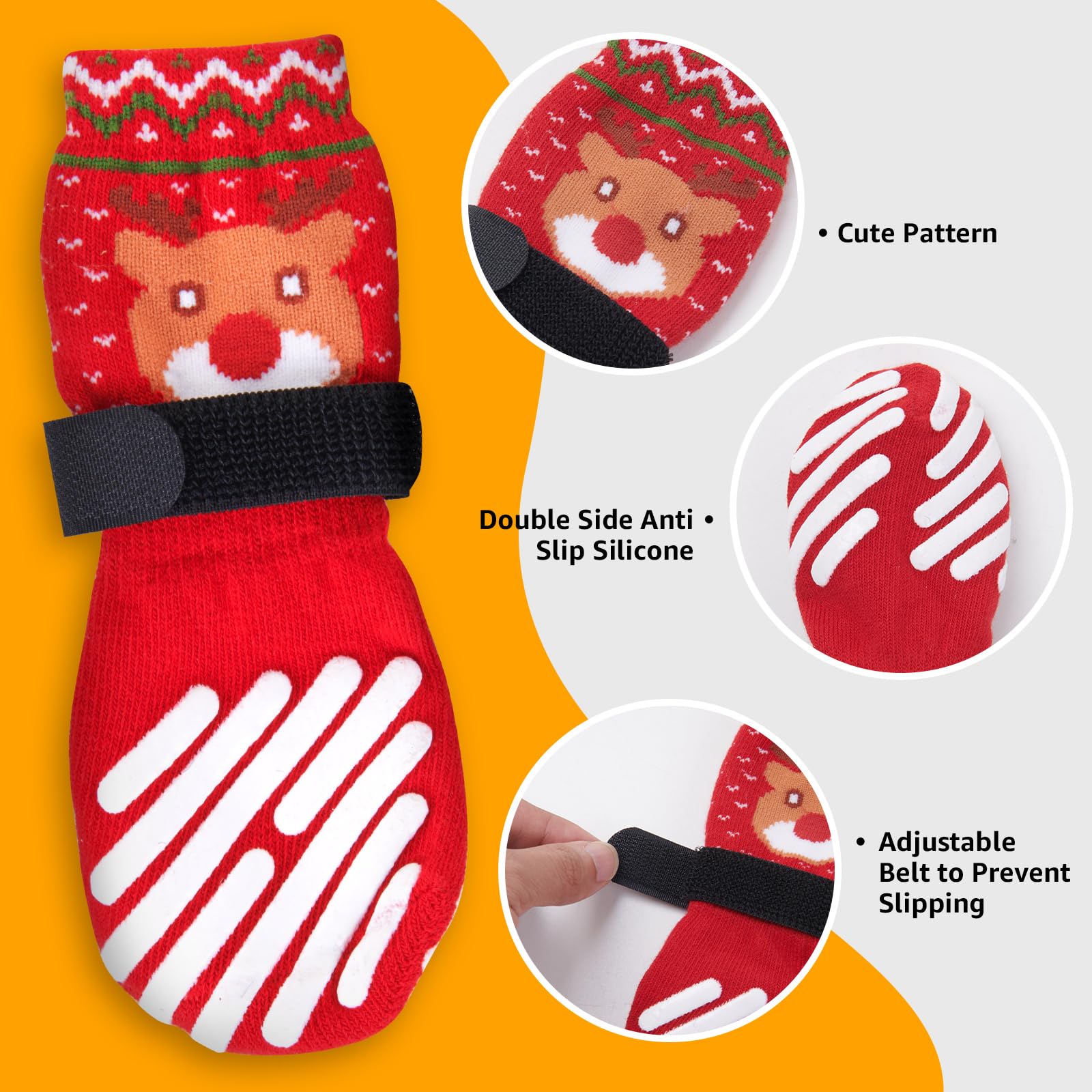LOOBANI dog socks shown as a four-pack for easy replacement.