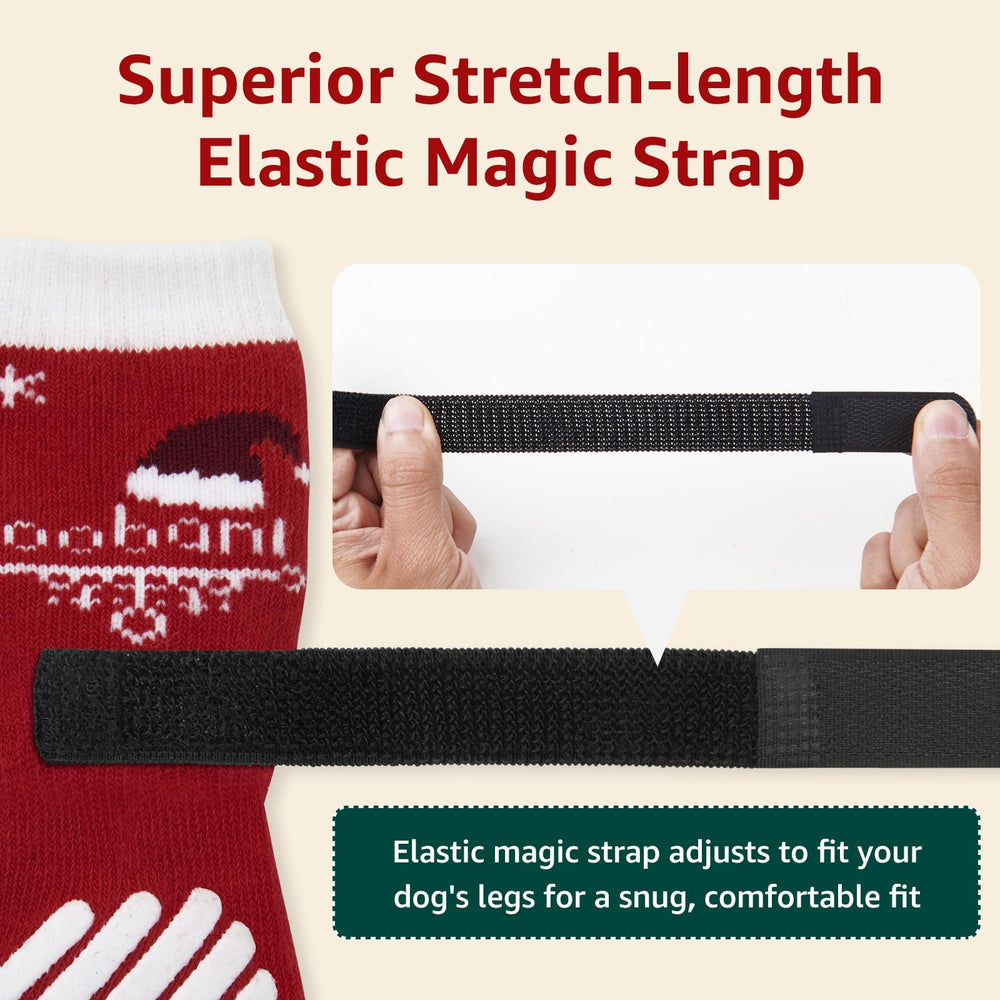 LOOBANI Christmas red dog socks support senior dogs in gentle daily mobility.