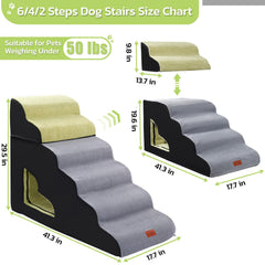 LOOBANI dog stairs high bed assembled demonstrates sturdy non-slip construction.