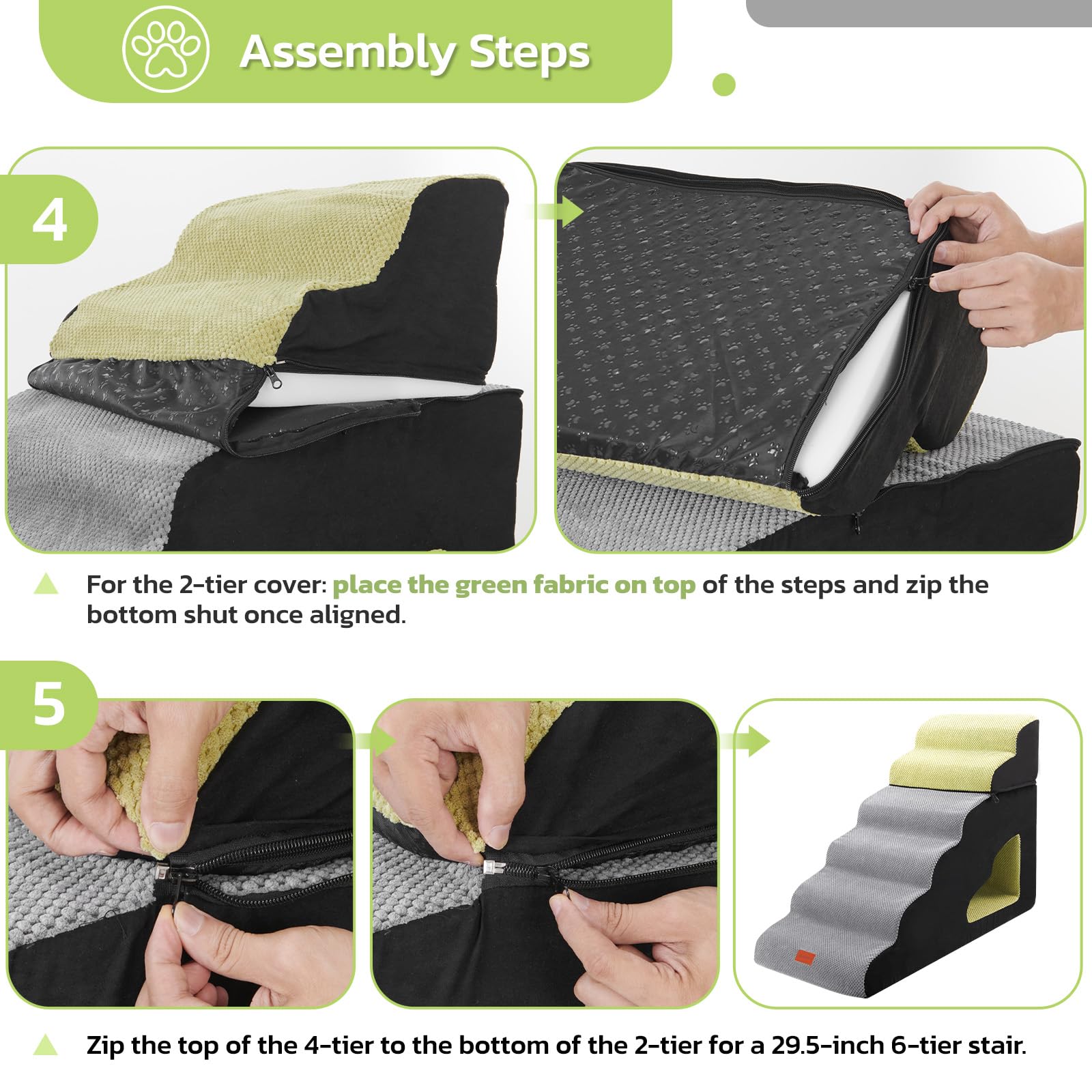 LOOBANI dog stairs high bed packaging illustrates vacuum compression.