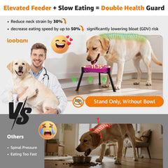 LOOBANI elevated dog bowl stand 8.4 inch elevation for comfortable feeding