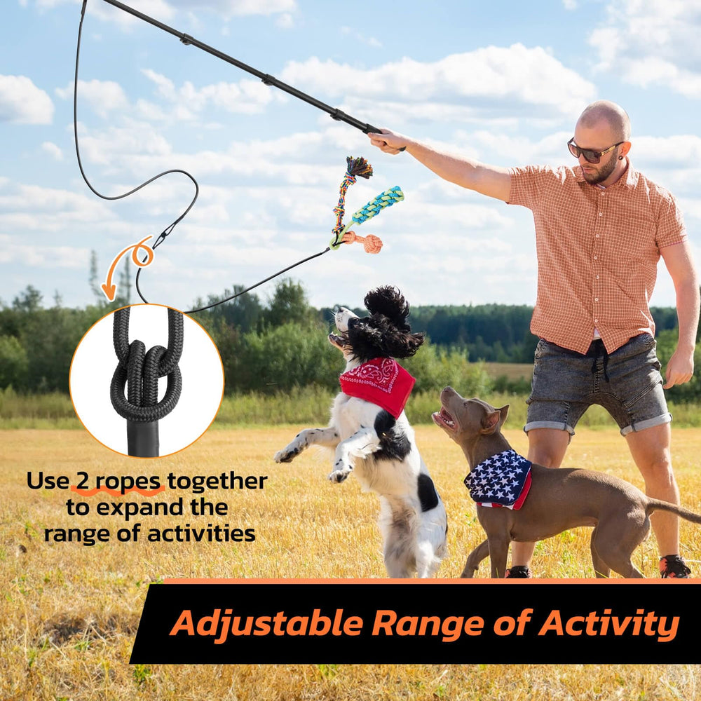 LOOBANI Flirt Pole ergonomic handle offers comfortable control during play.