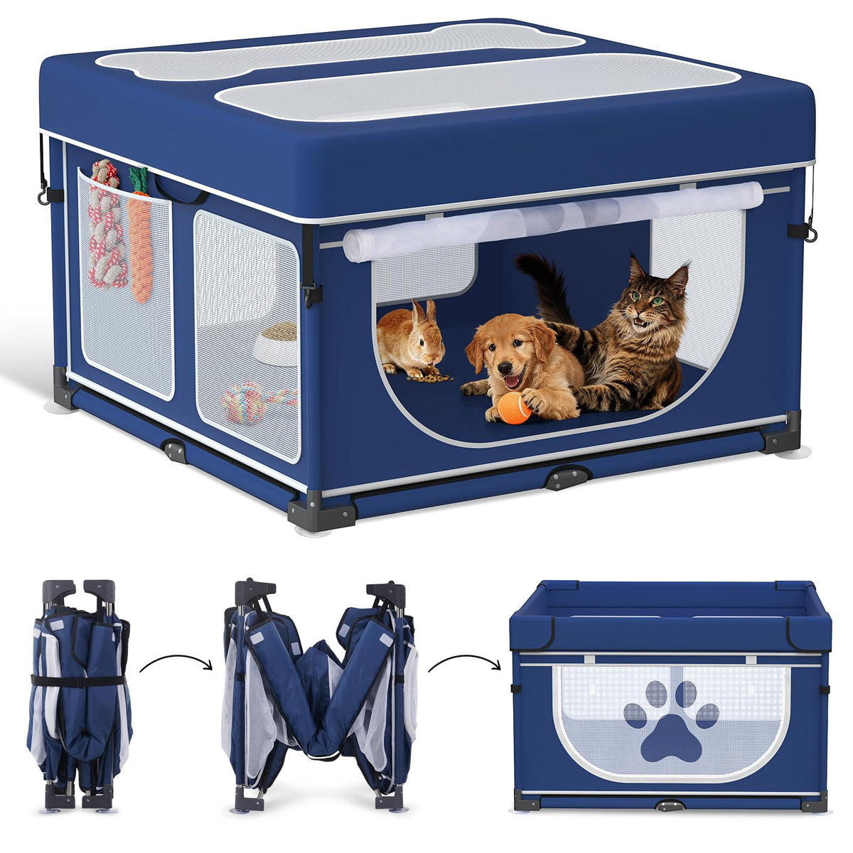 LOOBANI foldable dog playpen setup demonstrates quick assembly for busy households.
