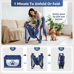 LOOBANI foldable dog playpen top cover demonstrates added safety when closed.