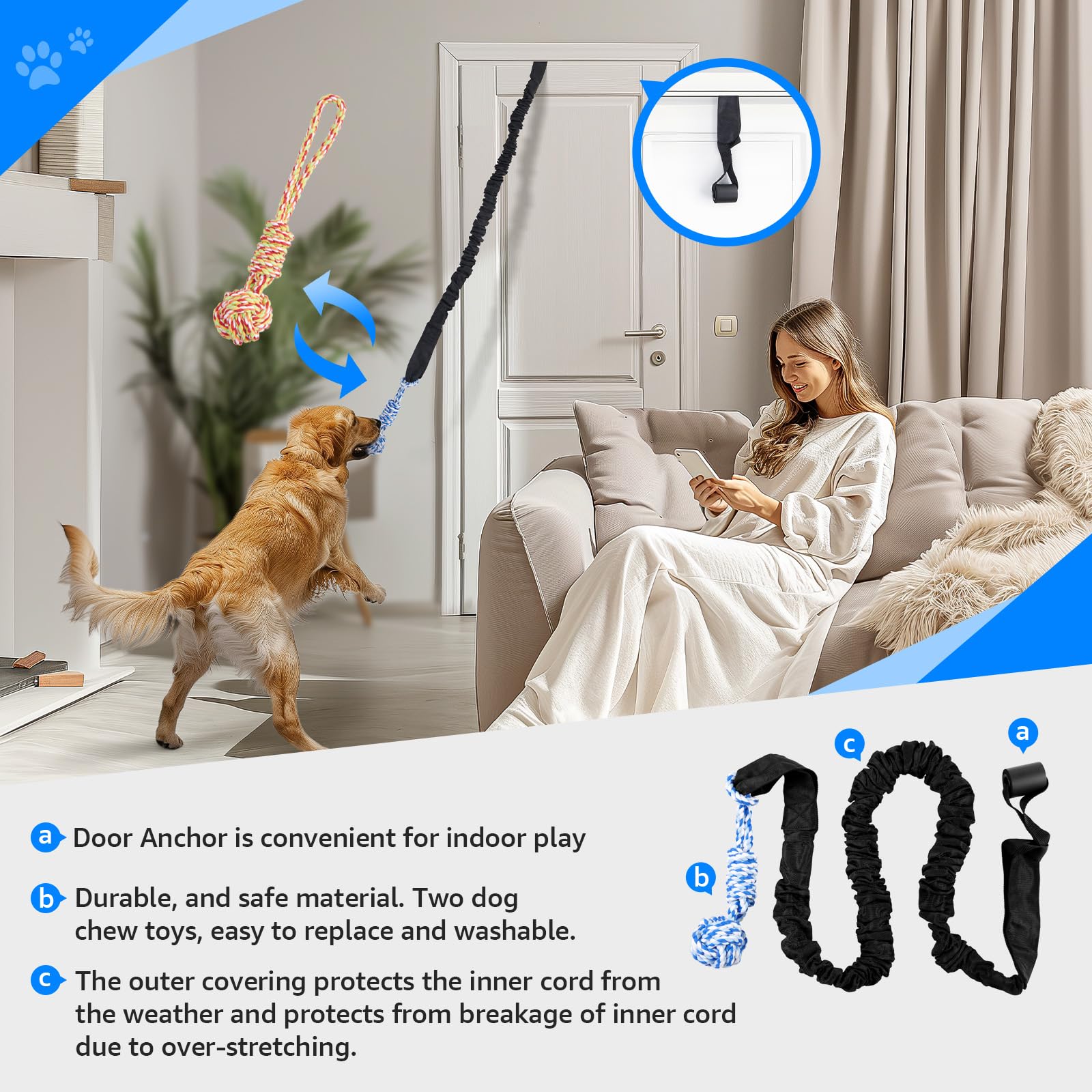 LOOBANI tug-action with durable bungee rope during a vigorous pull