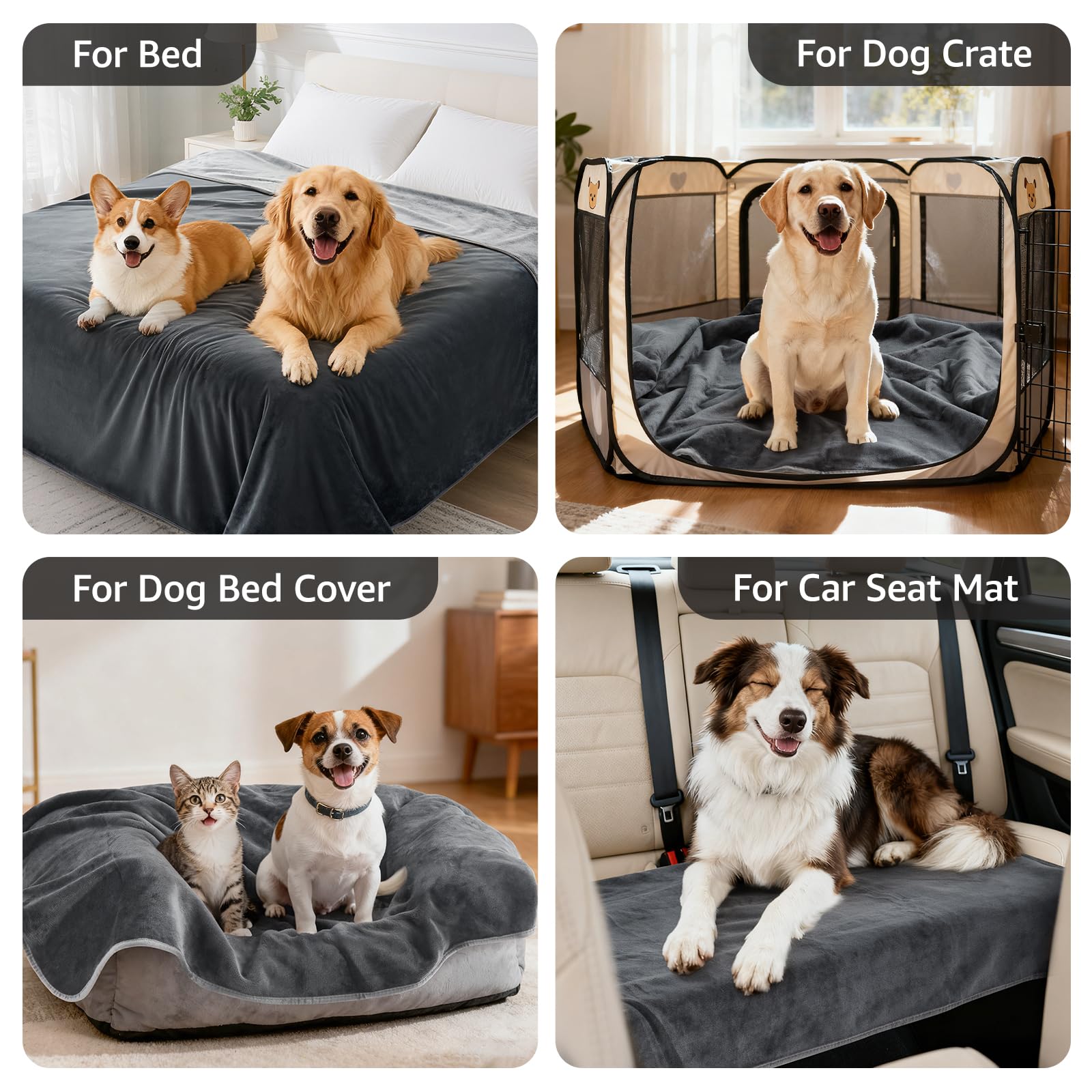 LOOBANI waterproof dog blanket in use for a cozy sofa nap
