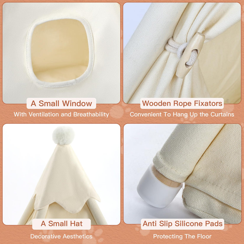 LOOBMBNS cotton canvas and pine poles illustrate safe, machine-washable materials for easy care.