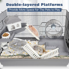 LOOBMBNS hamster cage accessories kit displays platforms, house, and ladders for enrichment.