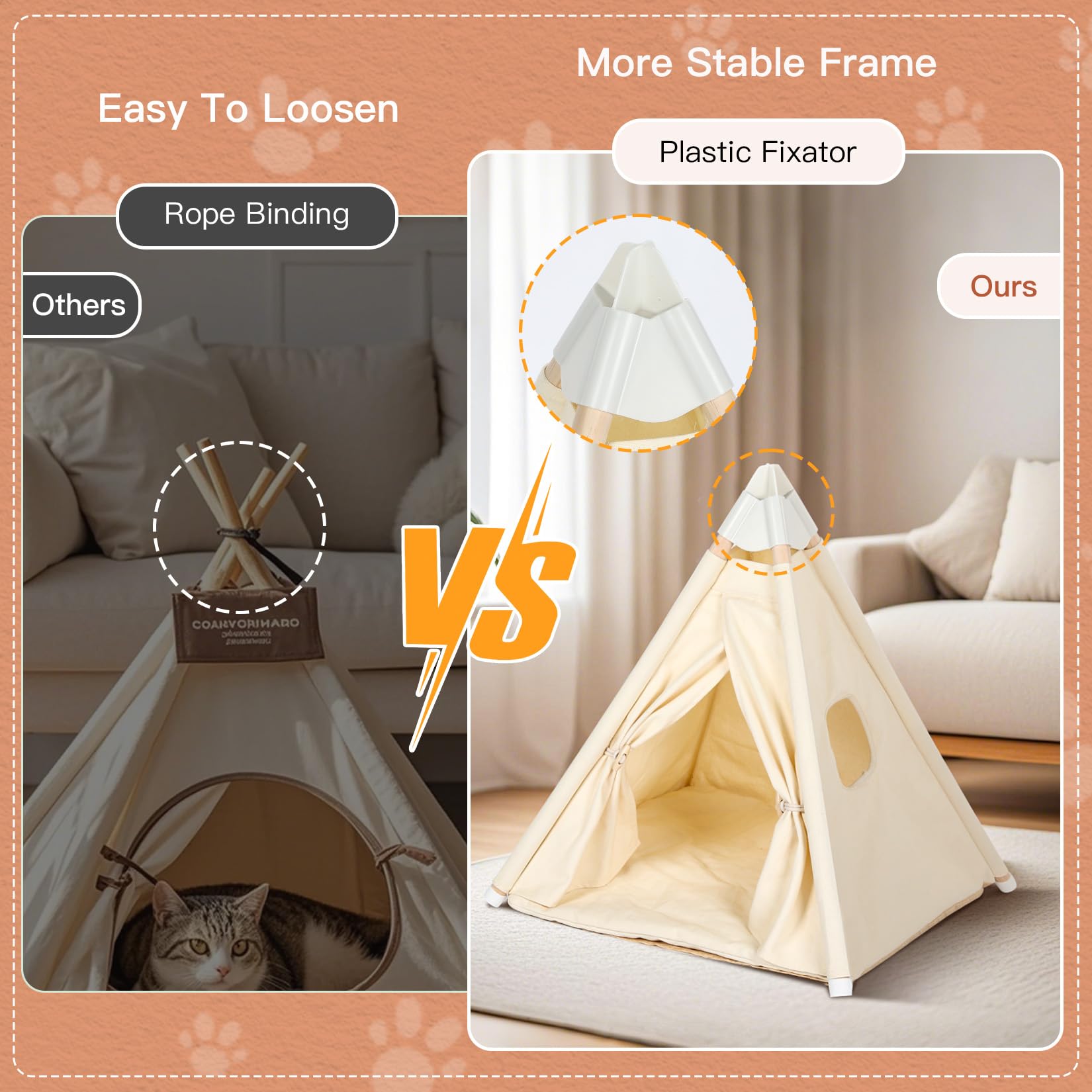 LOOBMBNS teepee frame with plastic connectors for stable shelter