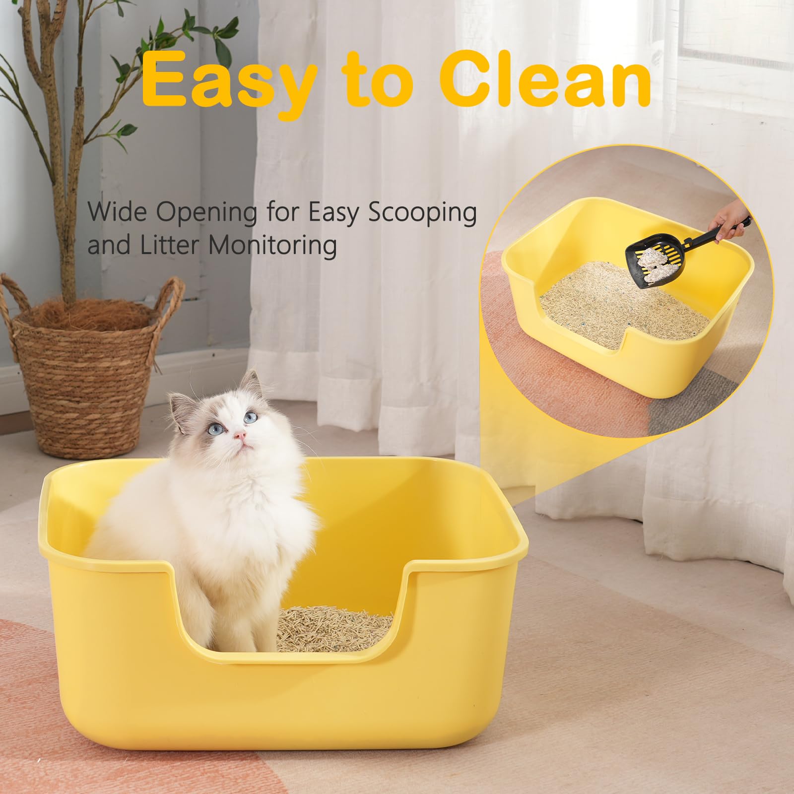 LoopTime cat litter box high sides grey—contains mess during digging sessions
