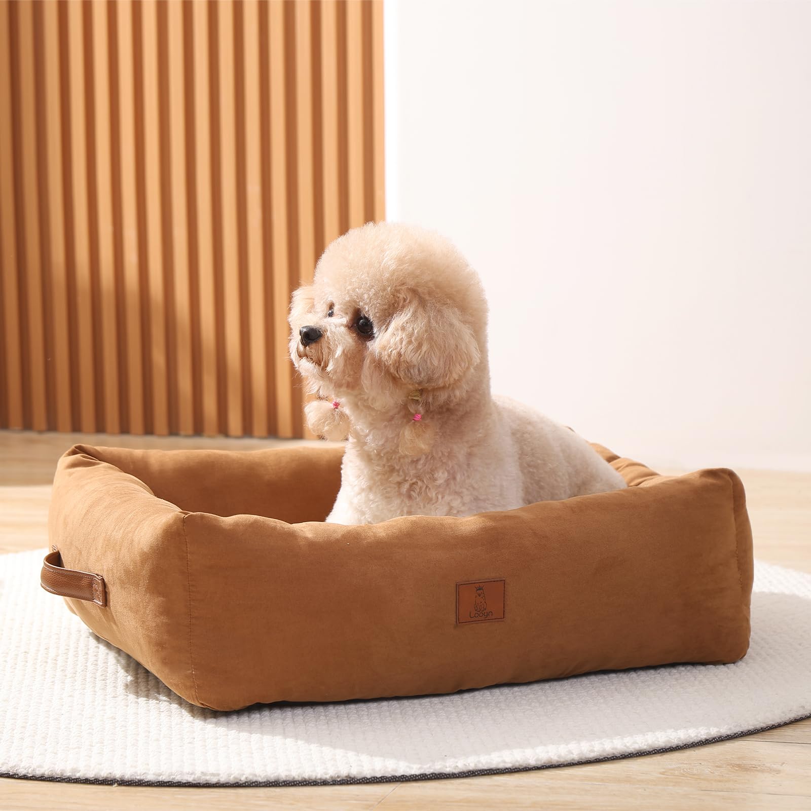 Looyn 25in bed with soft lambswool bottom enhances pet snuggling warmth