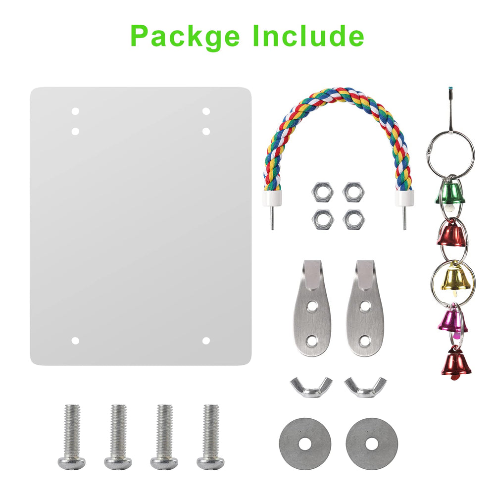 LOPERDEVE acrylic bird mirror keeps parrots entertained during cage time.