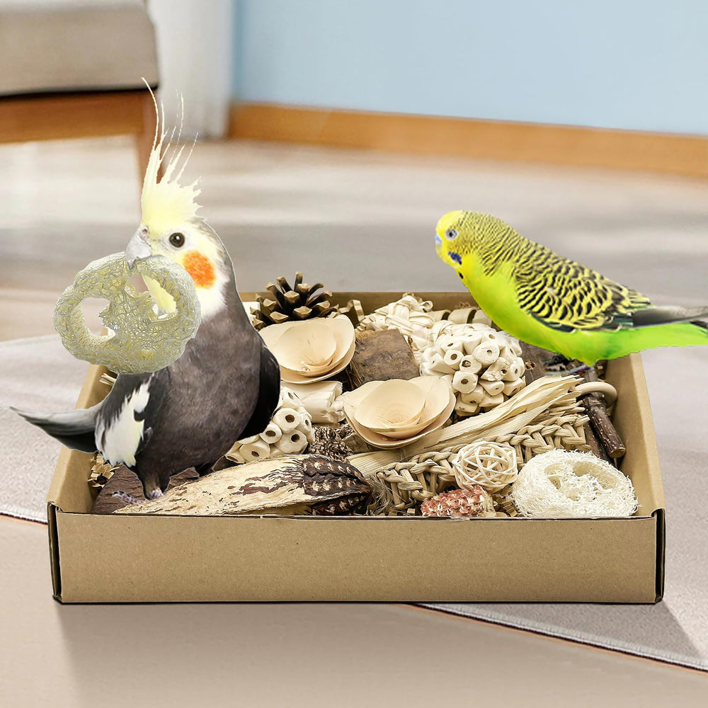 LOPERDEVE natural bird toy nature color closeup communicates tactile textures.