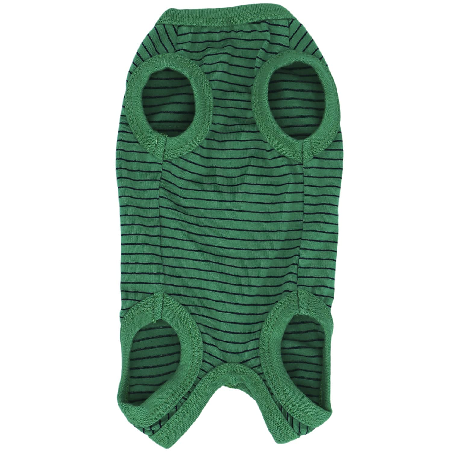 LOPHIPETS Girl Dog Shirts Pajamas green strips fabric closeup soft cotton, breathable comfort