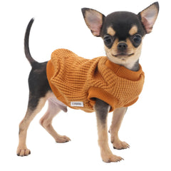 LOPHIPETS lightweight dog sweater yellow XS front view keeps small dogs warm on chilly walks