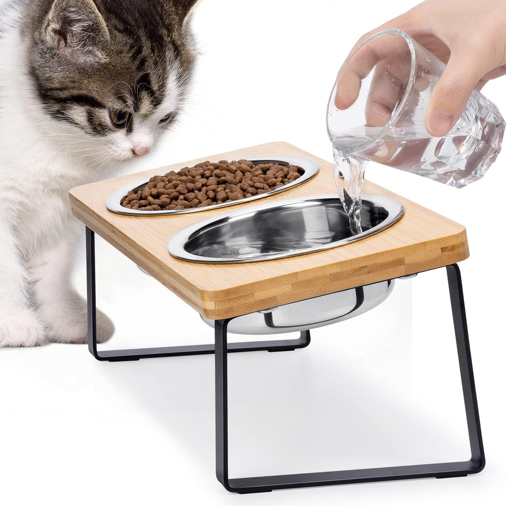Loplurea elevated cat bowl with tilted design supports comfortable swallowing