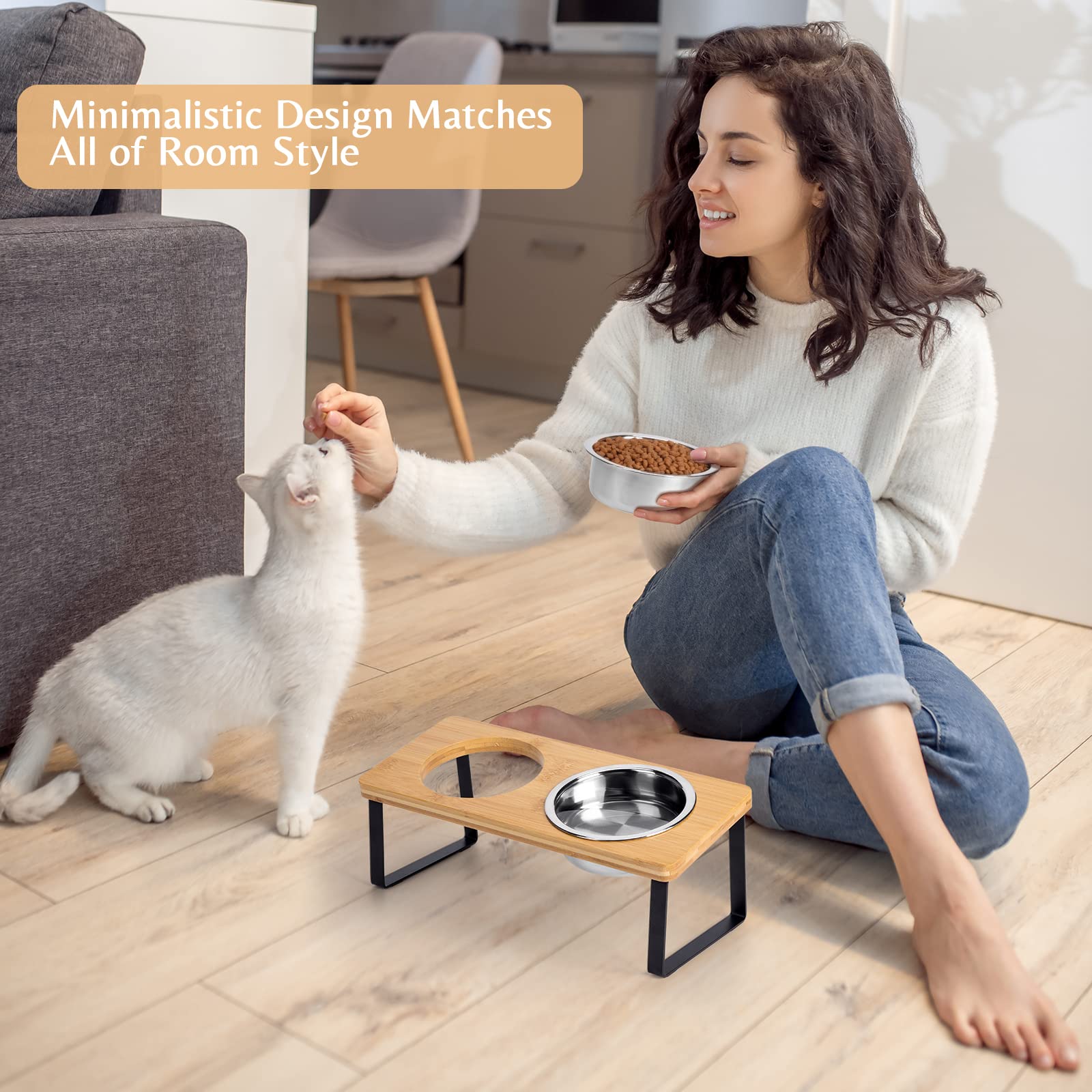 Loplurea modern design cat bowl complements home décor while feeding