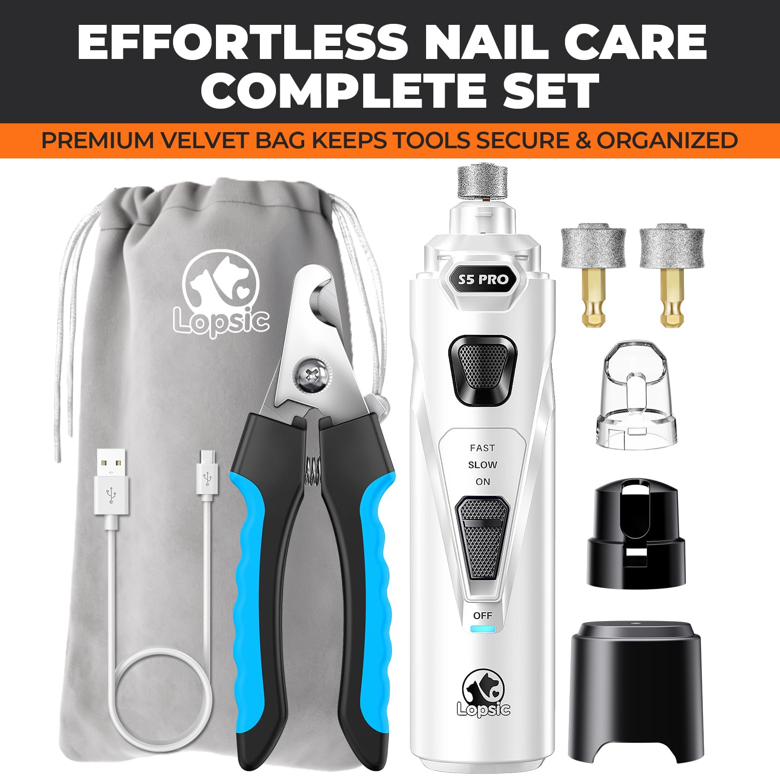LOPSIC beginner-friendly nail grinder kit for home grooming