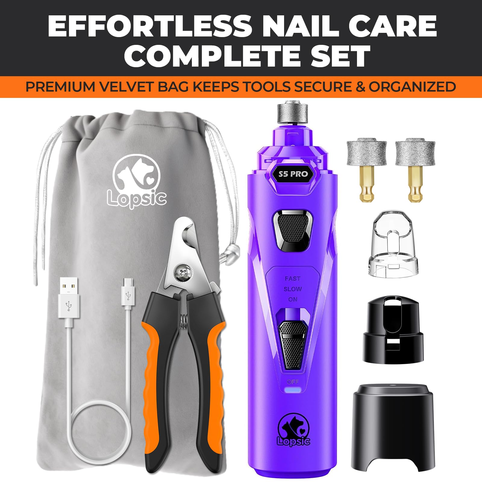 LOPSIC dog nail grinder dust cap included for cleaner grooming