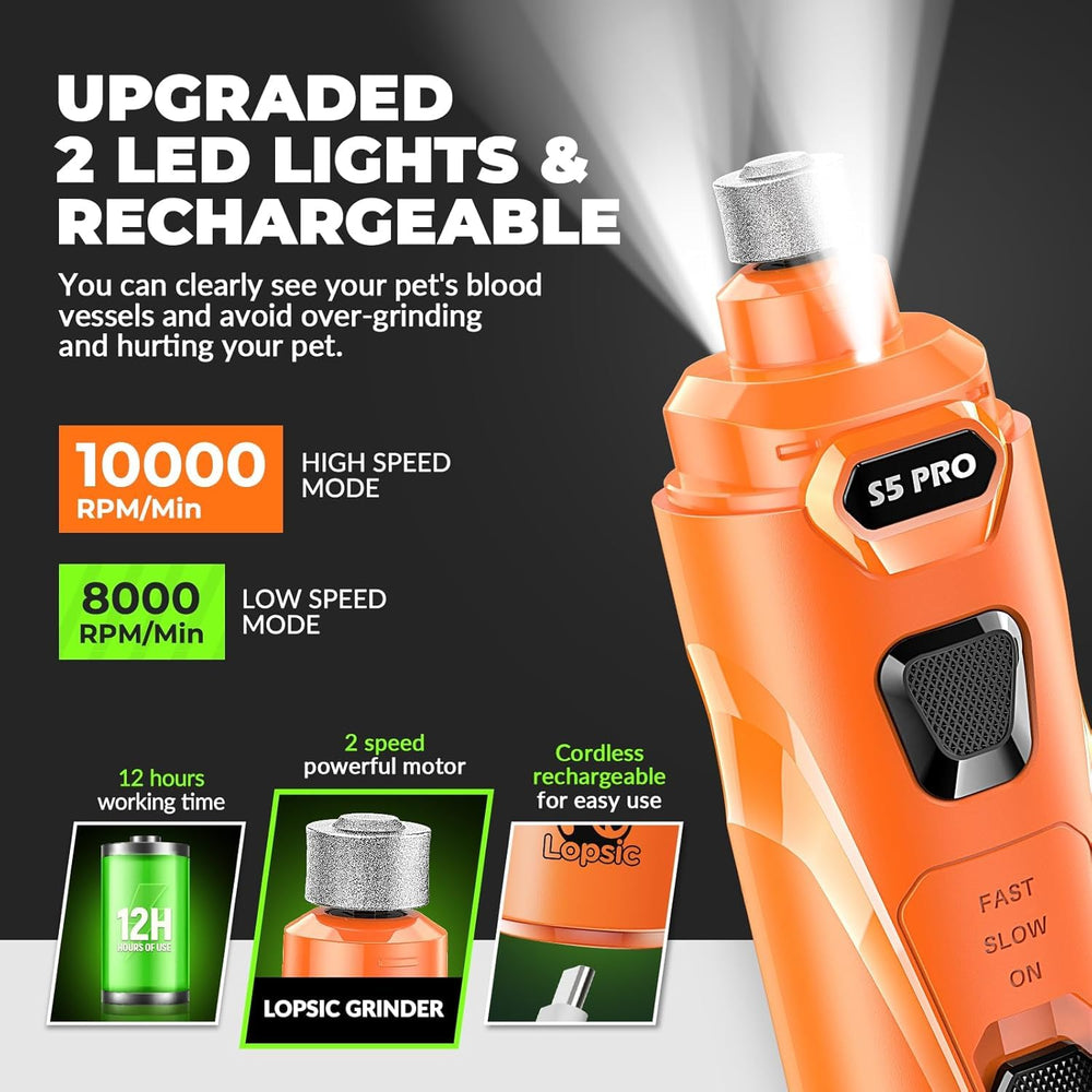 LOPSIC dog nail grinder three ports demonstrate customization for nail sizes.